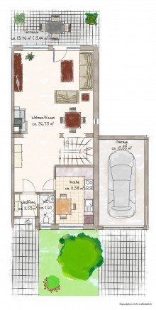 Erdgeschoss REIHENECKHAUS MIT KELLER, GARAGE UND KLEINEM GARTEN IN D�SSELDORF-HEERDT ZU VERKAUFEN...