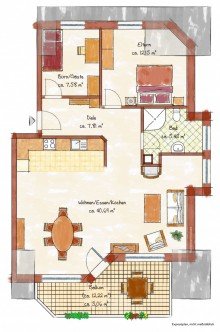 Grundriss VERMIETETE DACHGESCHOSS-WOHNUNG MIT SONNENBALKON UND GARAGE IN GREVENBROICH-CITY ZU VERKAUFEN...