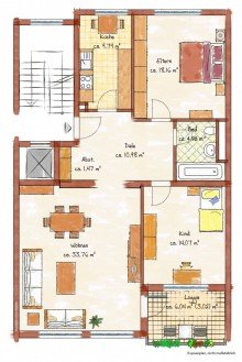 Grundriss HELLE 3-ZIMMER-WOHNUNG MIT BALKON, GARAGE UND PERFEKTER ANBINDUNG NACH D�SSELDORF ZU VERKAUFEN...