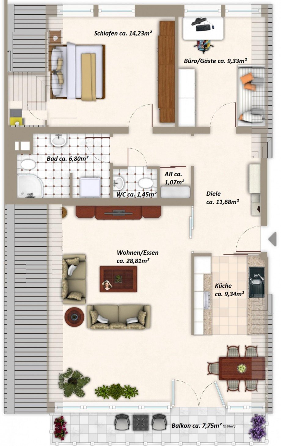 Grundriss Dachgeschosswohnung Meerbusch/B�derich