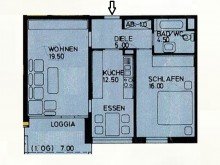 Grundriss BEREITS FREI: HELLE 2-ZIMMER-WOHNUNG MIT GROSSER LOGGIA UND TG-PLATZ IN NEUSS ZU VERMIETEN...