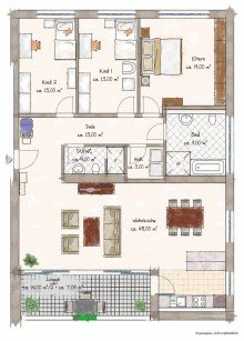 Grundriss ERSTBEZUG: NEUBAU-WOHNUNG MIT EINBAUK�CHE IN MEERBUSCH-B�DERICH ZU VERMIETEN...