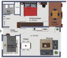 Grundriss 2-ZIMMER-WOHNUNG MIT LOGGIA UND TIEFGARAGENPLATZ IN MEERBUSCH-B�DERICH ZU VERKAUFEN...