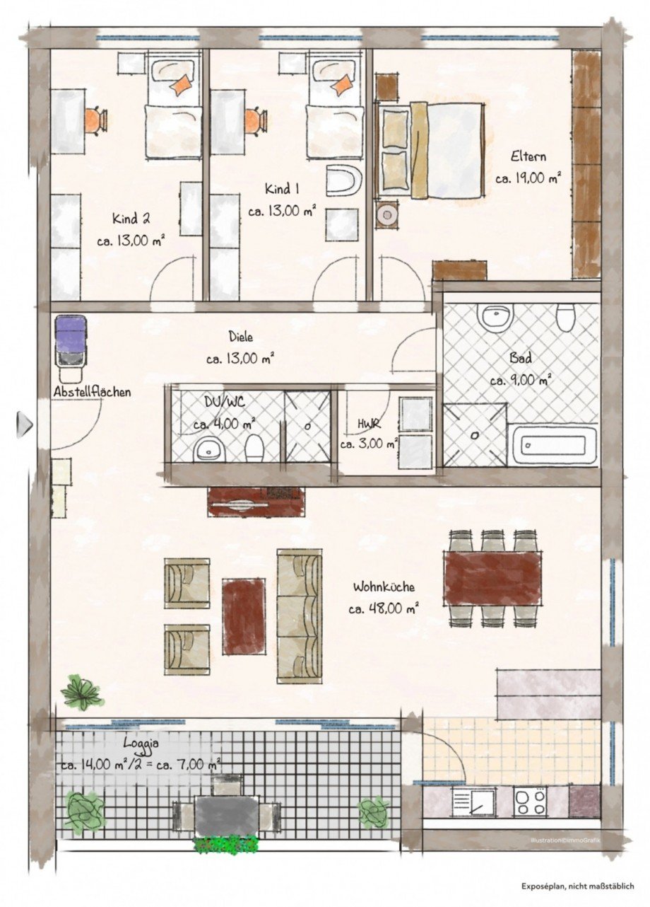 Grundriss Erdgeschoss Mitte Erdgeschosswohnung Meerbusch/B�derich