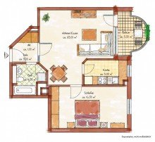 Grundriss BEREITS FREI: HELLE 2-ZIMMER-WOHNUNG MIT SONNENBALKON UND EINBAUK�CHE IN LUDENBERG ZU VERKAUFEN...