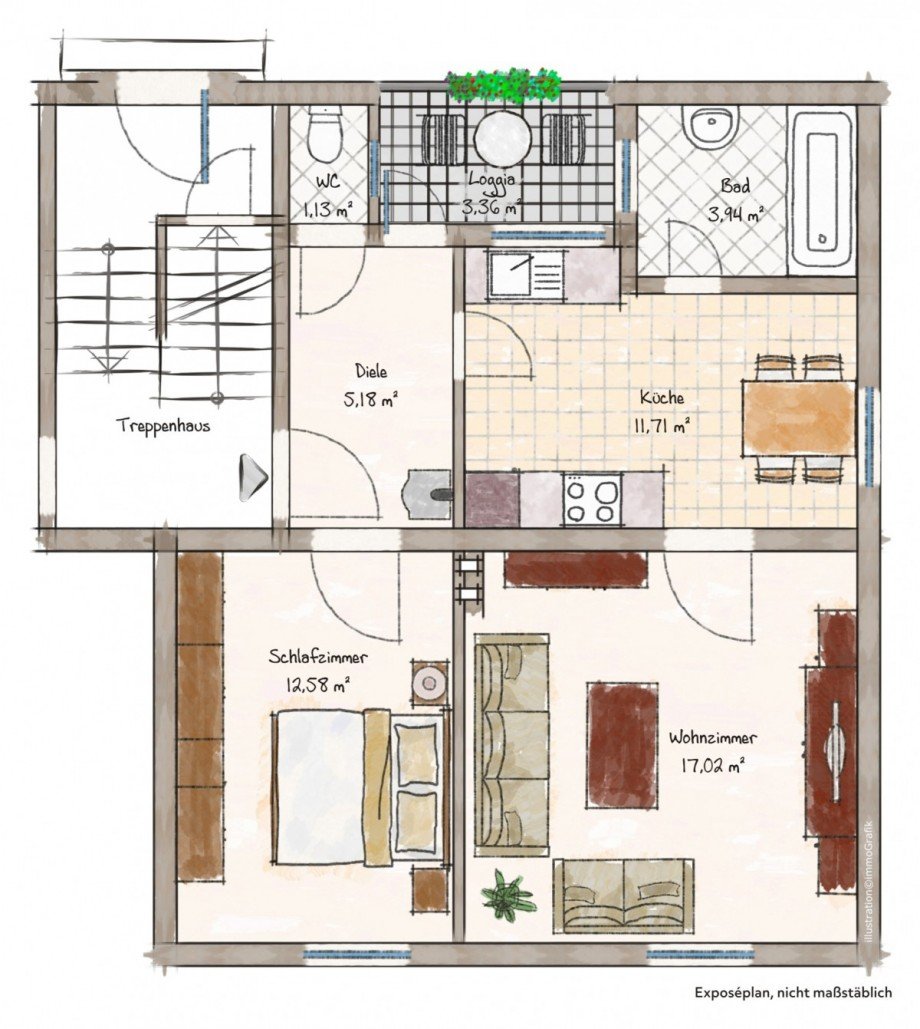 Grundriss Etagenwohnung D�sseldorf/Derendorf