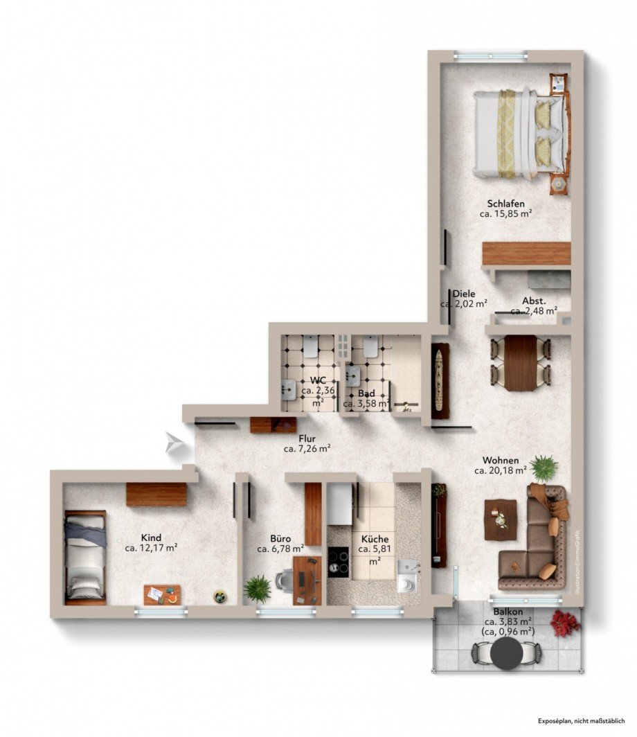 Grundriss Etagenwohnung Essen/Burgaltendorf